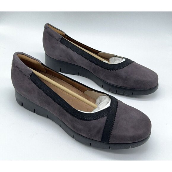 Clarks Artisan Nubuck Leather Slip On Shoes Daelyn Hill Purple Grey Platform 9 M - Picture 5 of 12